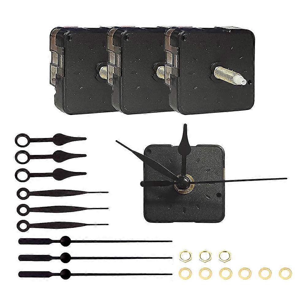 3 Pieces Clock Movements DIY Wall Clock Battery Operated Mechanism Clock Matching Parts and Pointer