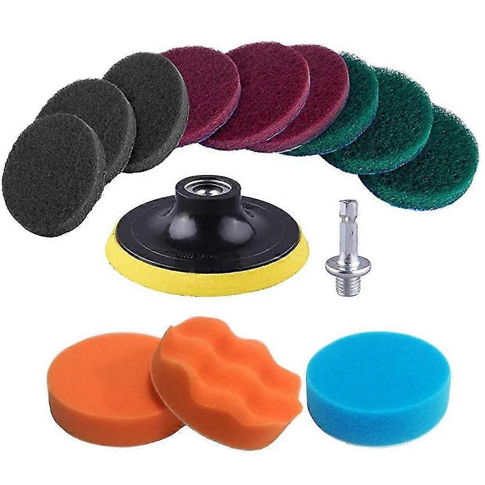 Kit de nettoyage 13 pièces avec brosse à récurer, tampons à récurer et éponge - Nettoyant tout usage