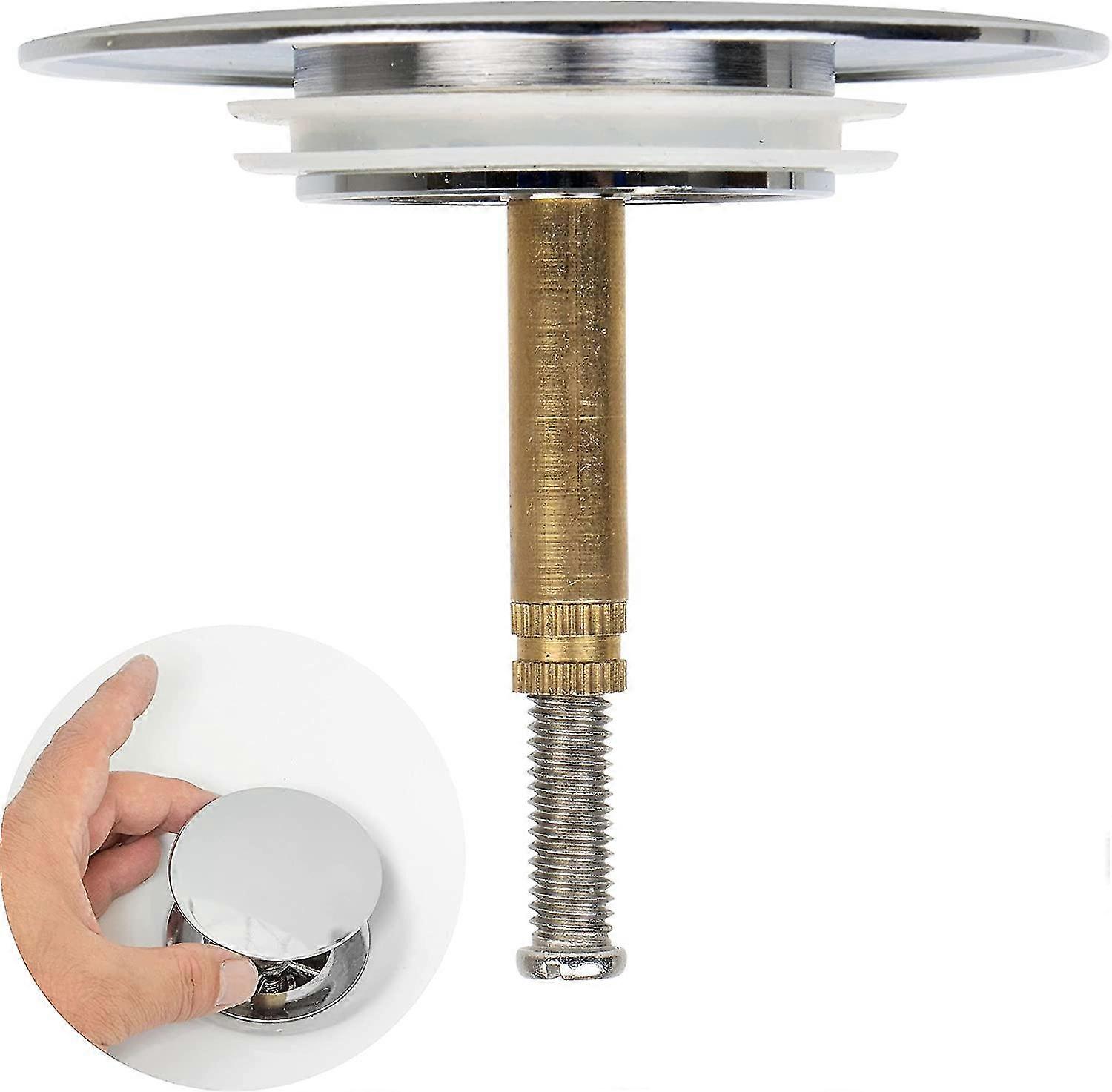 Bath Stopper, 70 Mm, With Double Seal, Height Adjustable, Universal Bath Stopper, Sink Valve, Hardened Brass With Chrome Finish