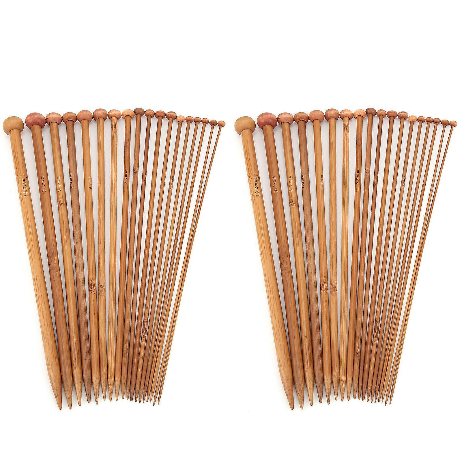 36 Pcs Knitting Needles DIY Carbonized Bamboo Single Point Wool Netting Needle for Craft Clothes Making