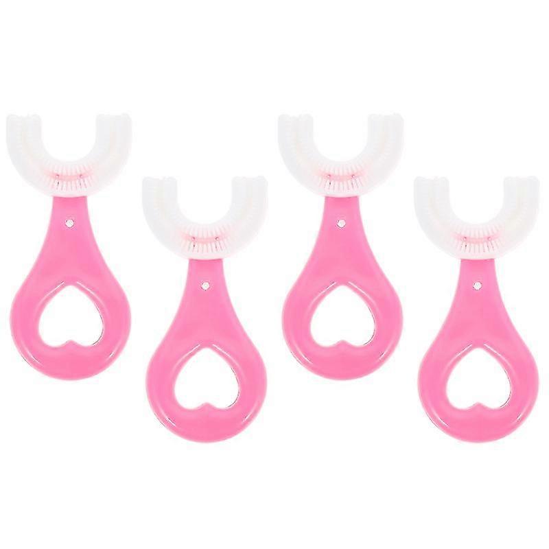 1 Set 4pcs U-Shape Children Toothbrushes Practical Manual Kids Toothbrushes