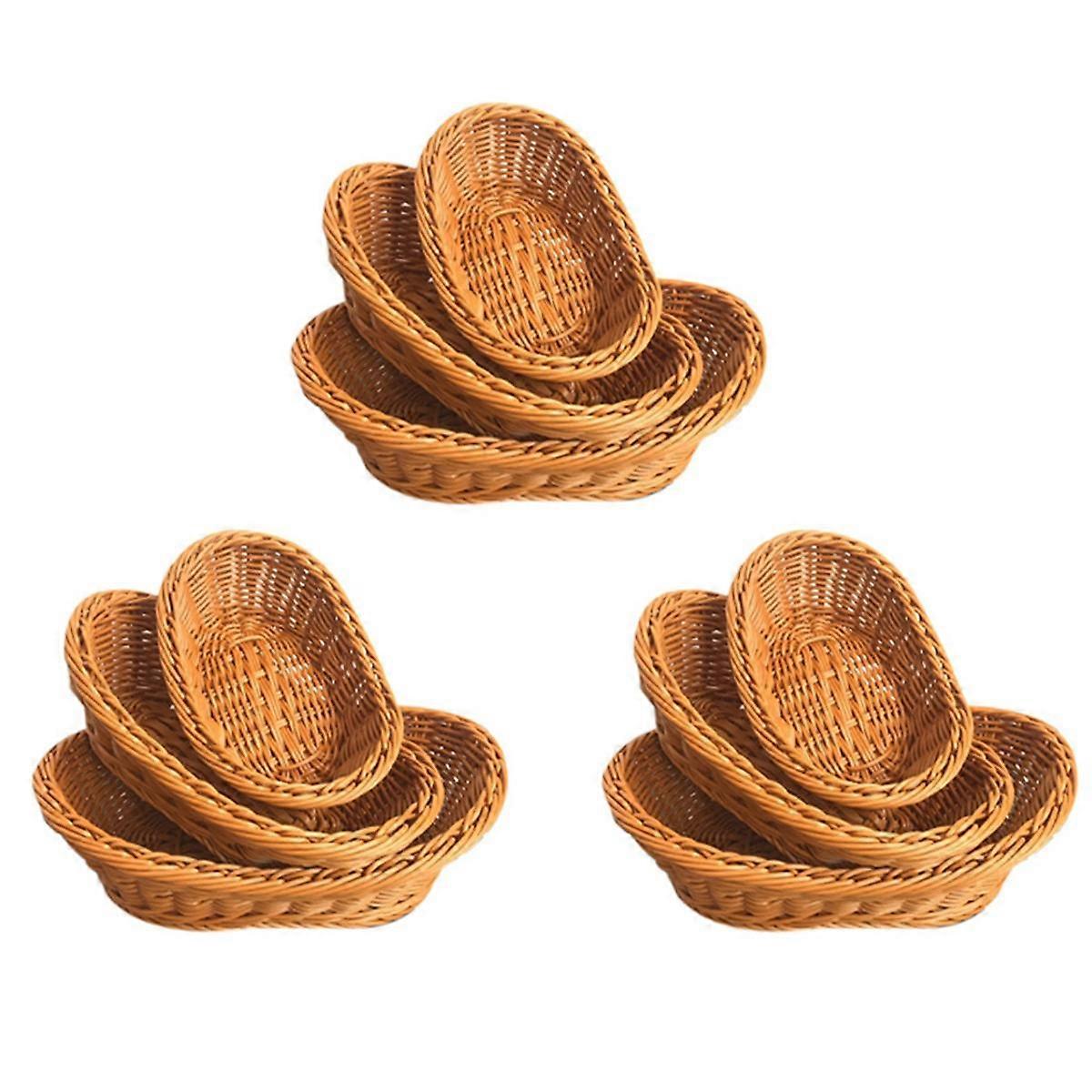 Wicker Woven Bread Basket Serving Basket Set of 9,Storage Basket for Food Fruit Cosmetic Storage Ta