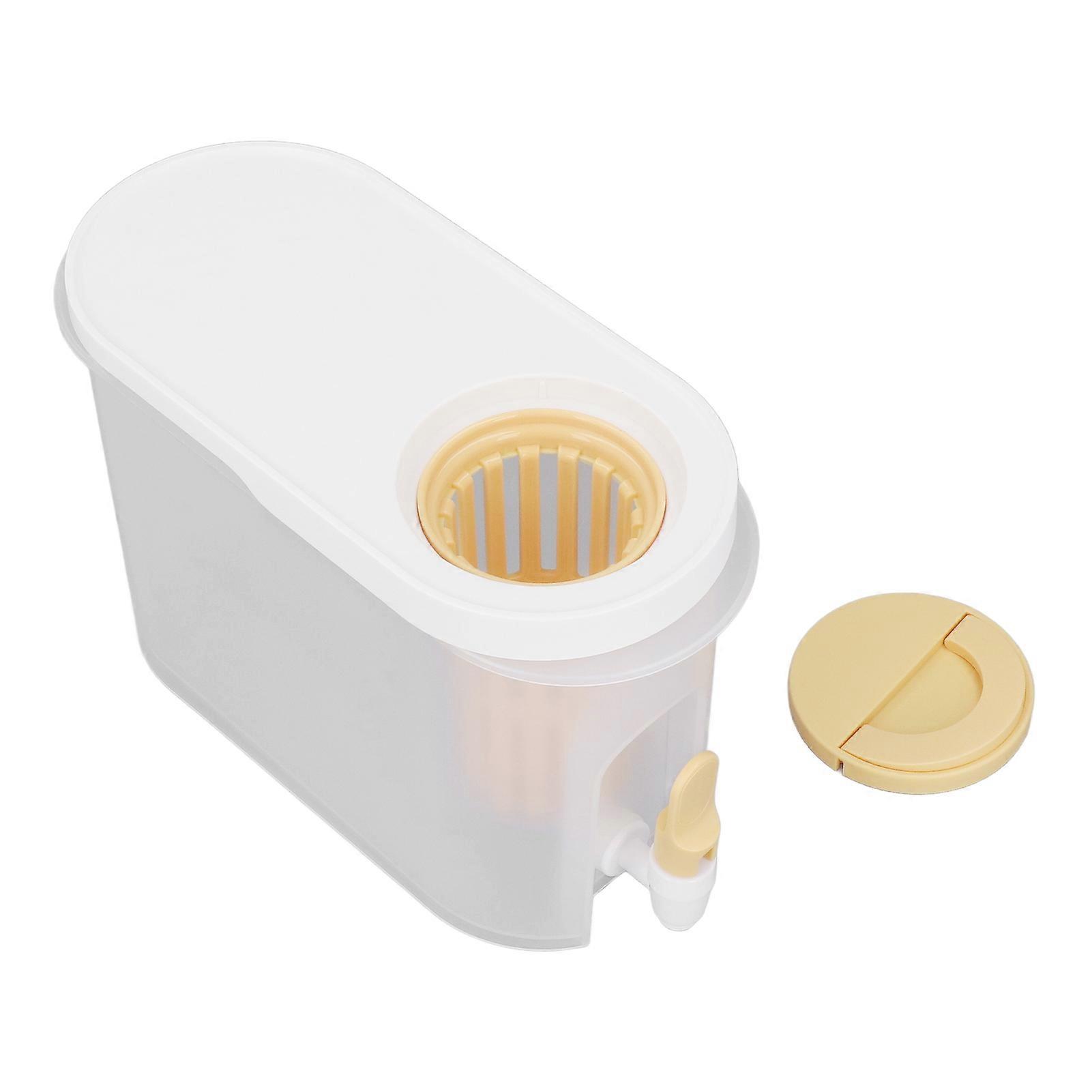 3.9L Cold Kettle with Faucet Large Capacity Double Filtration Space Save Drink Dispenser with Lid for Kitchen Home Party Bar Yellow
