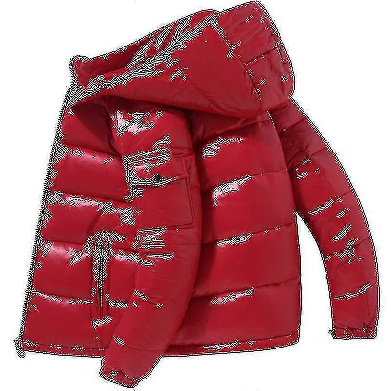 Shiny Down Jacket Men's Jacket Stand Collar Down Jacket With Hood