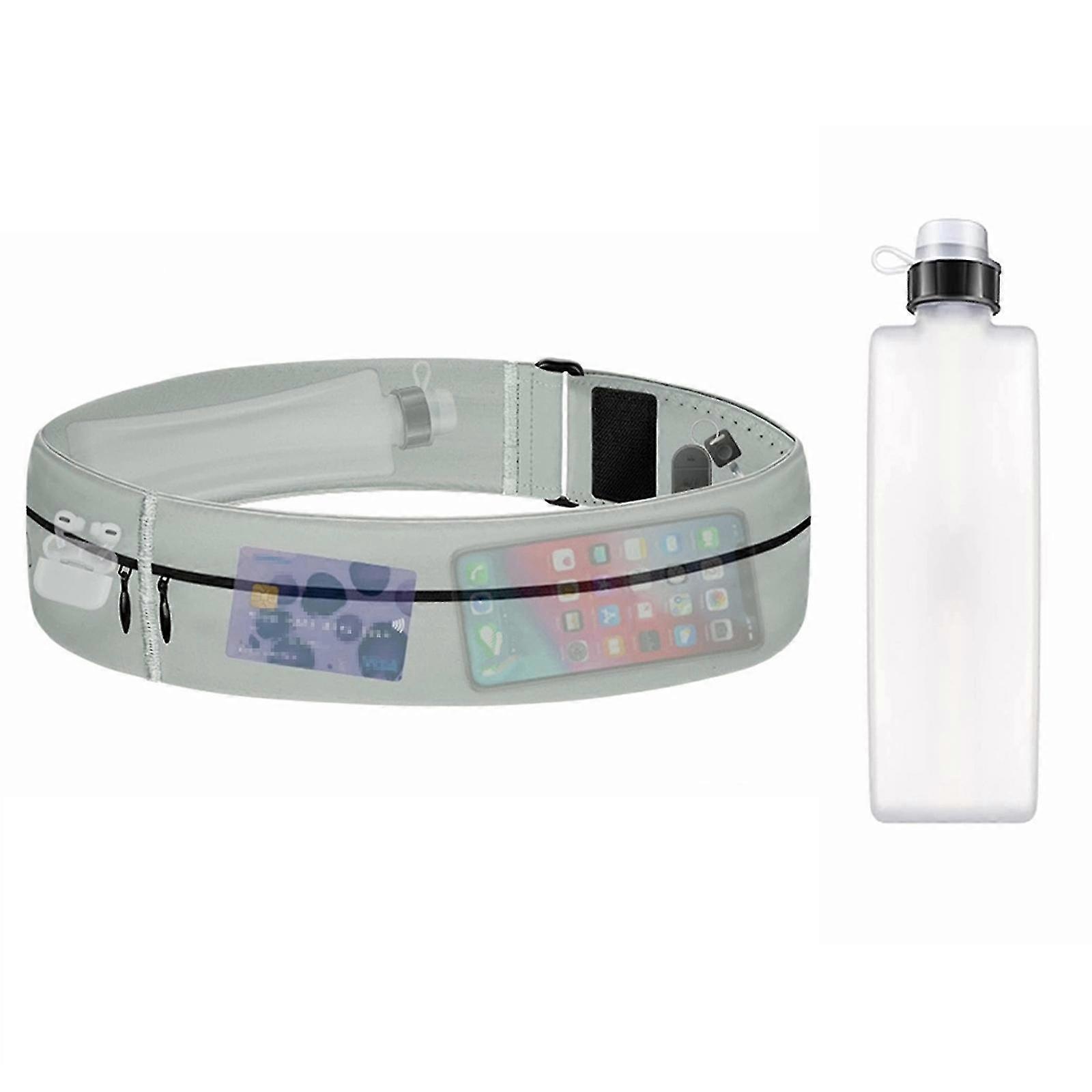 Slim Running Belt With Water Bottle - Sweatproof And Adjustable Waist Bag For Men And Women - Lightweight And Secure Design
