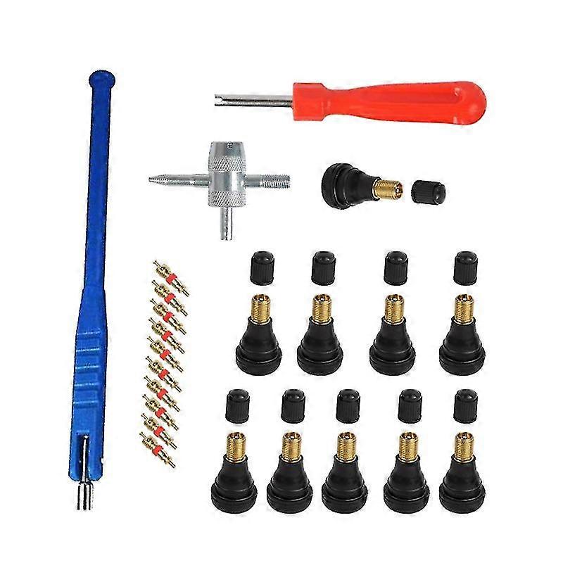 1set For Car Tires Blue Set Tubeless Tire Valve Installation Tool 23 Piece Valve Puller Valve Core Wrench