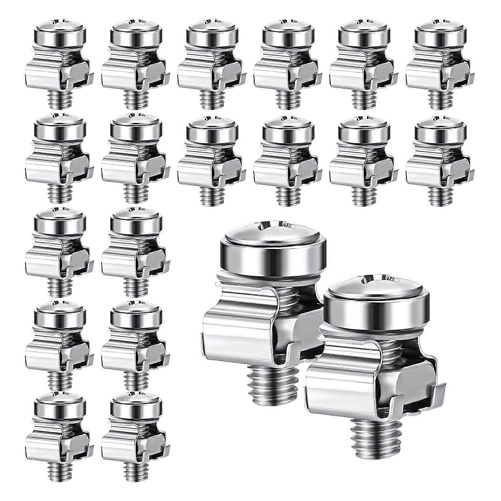 50 Sets M6 Rack Screws Set 20mm Screws and Cage Nuts Rack Mount Screws and Square Insert Nuts Serve
