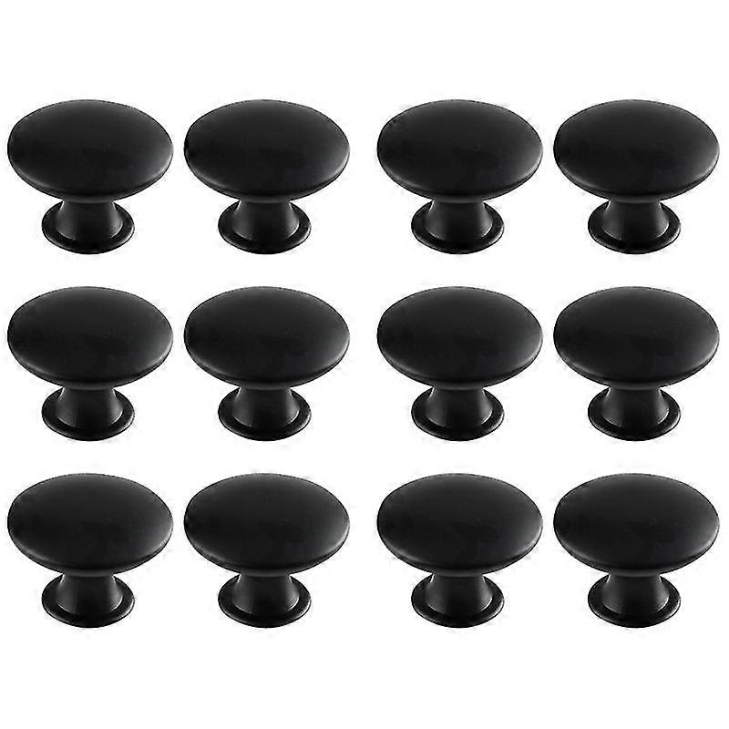 Simple Matte Black Single Hole Single Grain Small Handle Flat Round Cabinet Door Handle Small Hollow Handle, 12pcs, Black, 30*21*17mm