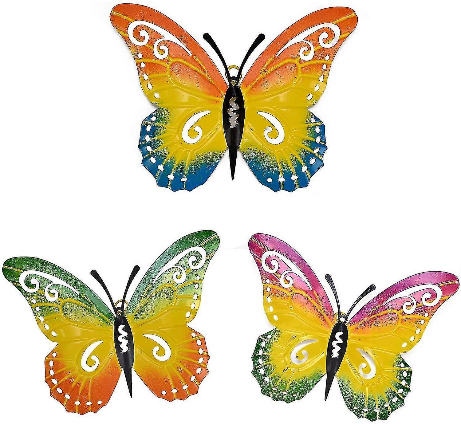 Metal Butterfly Wall Decor, 3 Pack