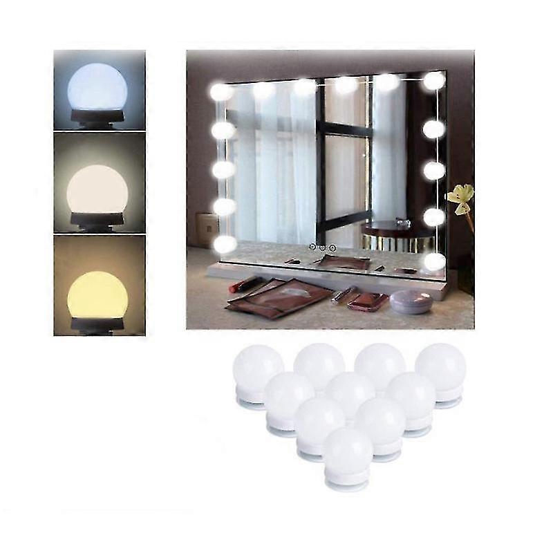Hollywood Mirror Usb Makeup With Lights Lighted 10 Bulbs 3 Lighting Modes Tabletop Wall Mounted Cosm