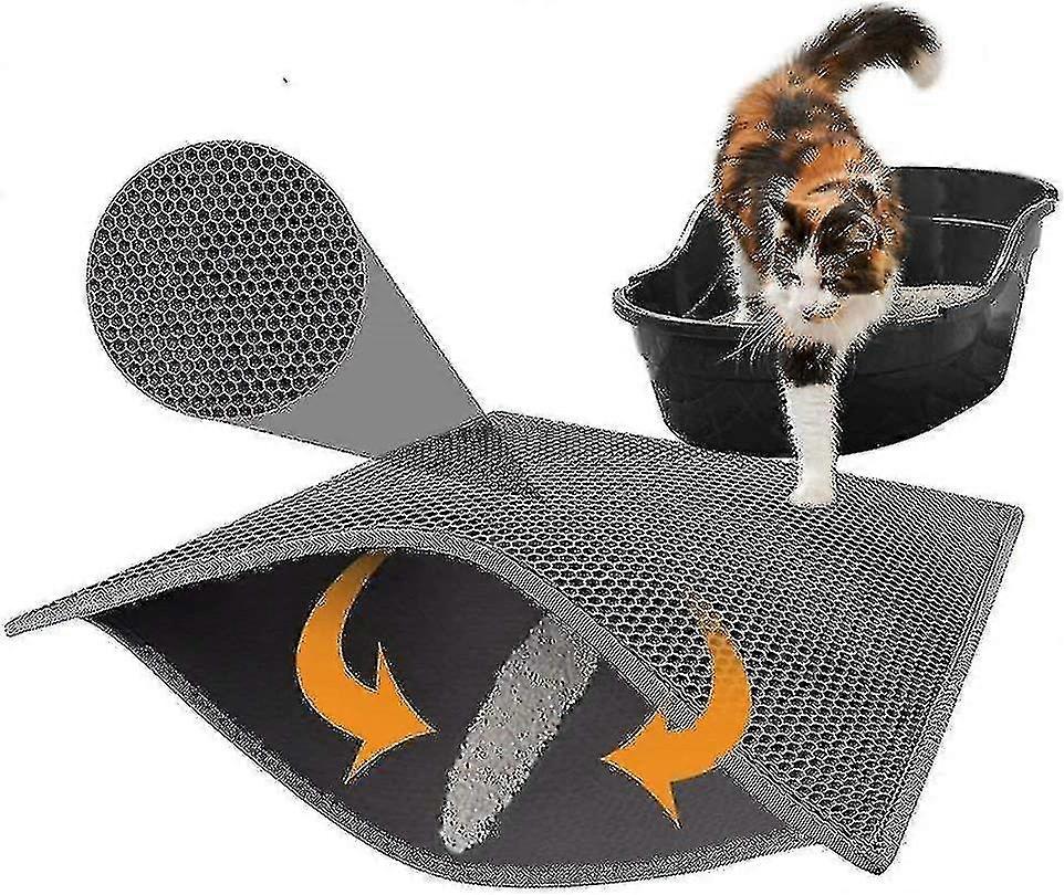 Kattegrusmåtte kattegrusmåtte, kattebakke, mat bikagedesign kattegrusmåtte, 30*30cm - sort