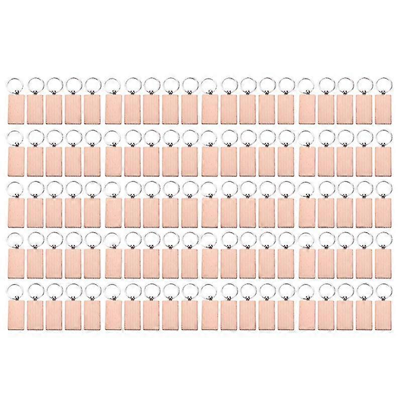 100 Blank Wooden Keychain Rectangular Engraving Key Id Can Be Engraved Diy (haoyi