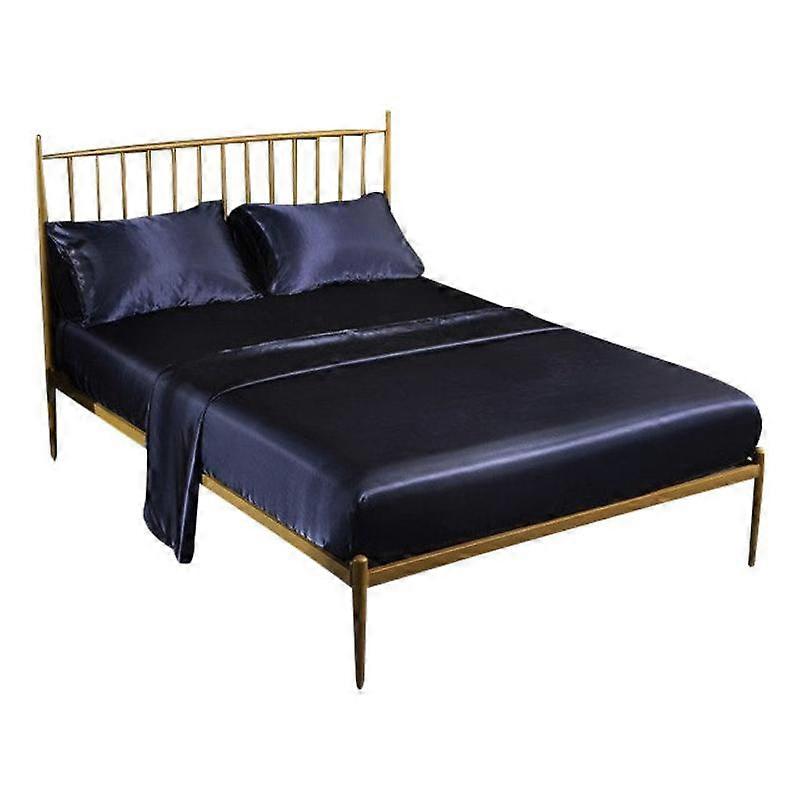 Fitted Sheet Twin Size Blue Luxury Silky Set With Pillow Cases Sheets