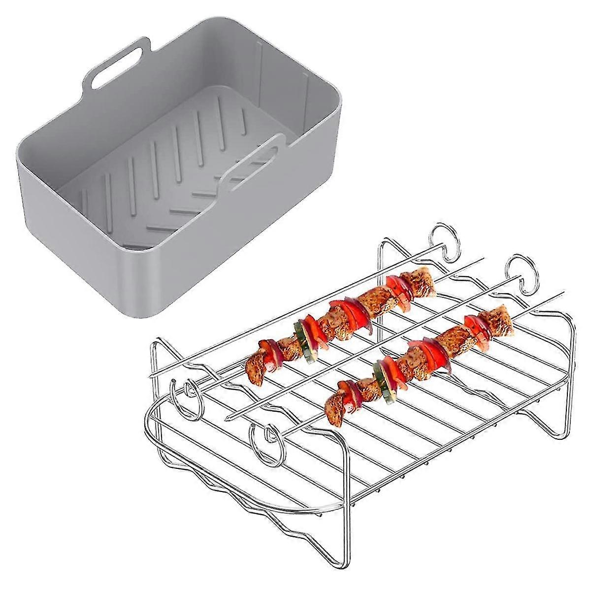 Silicone Pot , Rack For Ninja Zone , Liners Reusable Silicone Basket Grey