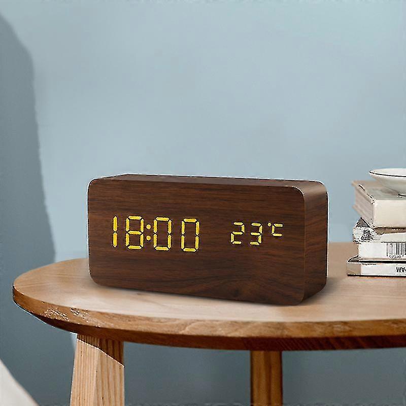 Led Alarm Clock Wooden Watch Table Voice Control Digital Wood Despertador Usb/aaa Powered Electronic Desktop Clocks