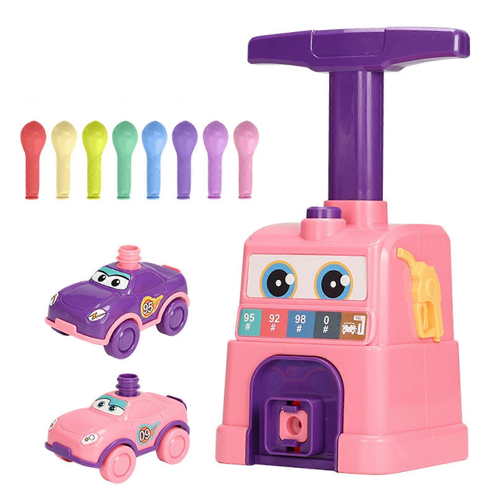 Kids Balloon Car Launcher Toy with Inflator Educational Press Type Air Powered Toddlers Inertia Drive Car Toy Boys Girls Birthday Gift