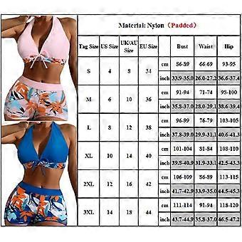 SEAUR Women's Two-Piece Floral Bikini Set - Push Up Halter Top & High Waist Boyshorts