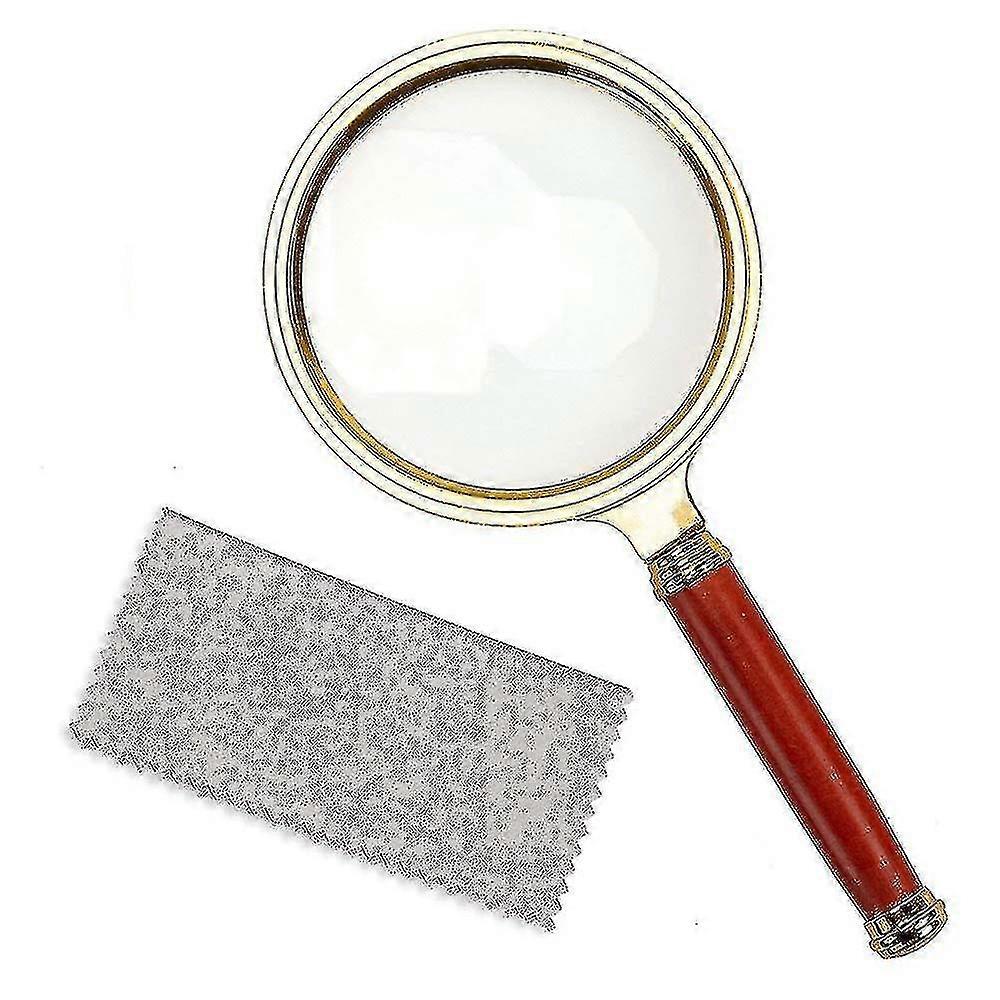 10x Handheld Magnifier Reading Magnifying Loupe Glasses Rosewood Handle