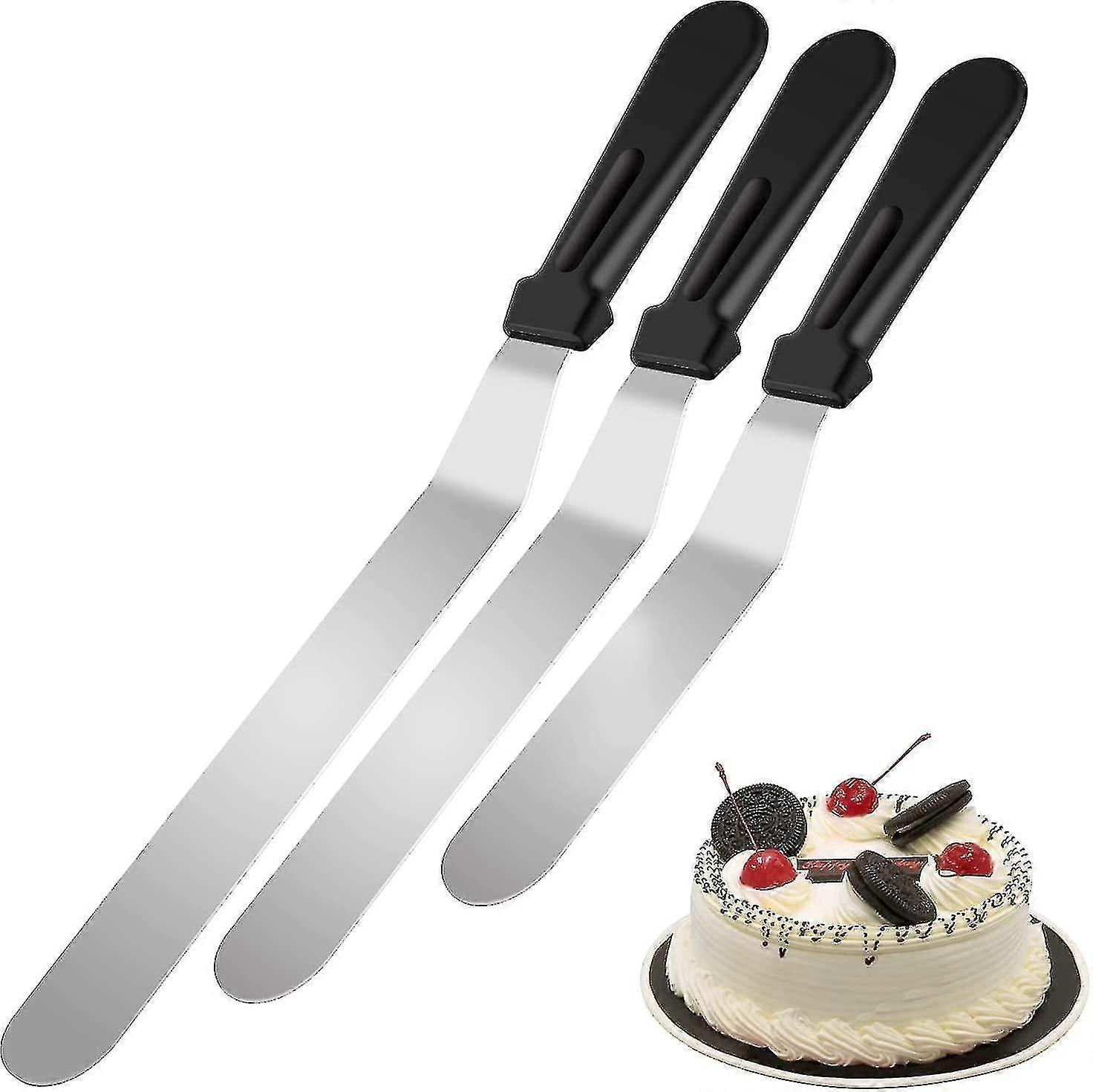 Espátula Offset Bolo, Conjunto de Espátula de Gelo Com 6 8 10 Polegadas Lâminas de Aço Inoxidável Decoração de Bolo