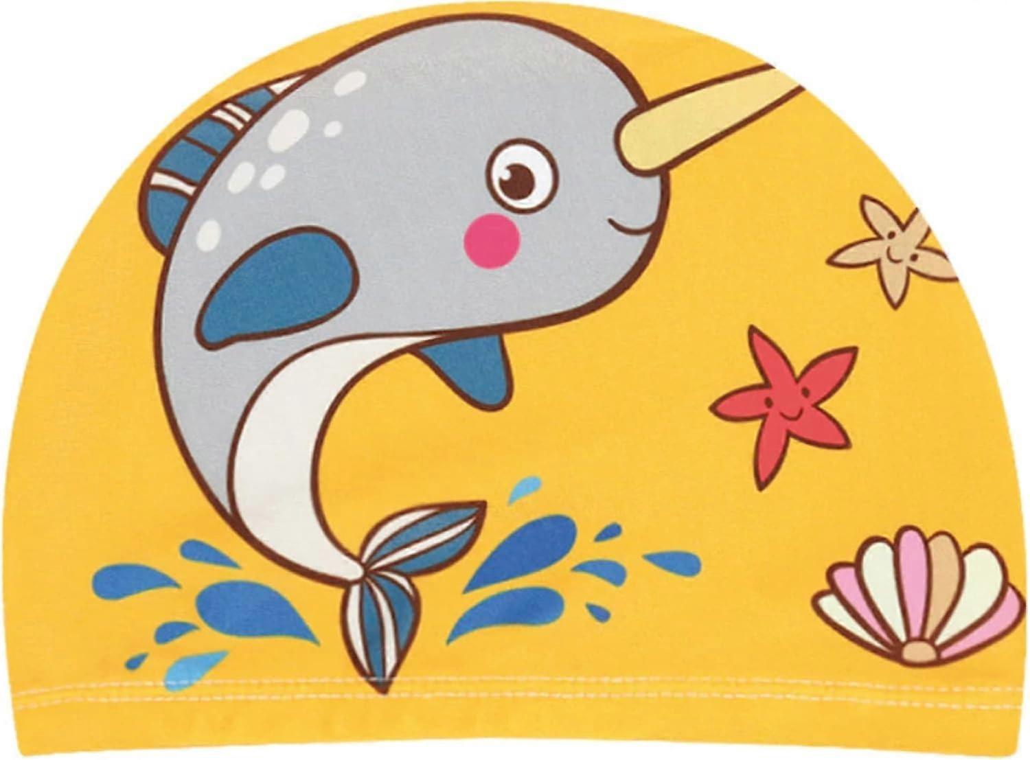 Swimming Pool Swim Cap - Kids Girls & Boys - Soft and Comfortable PU Fabric - Easy to Put On, Yellow