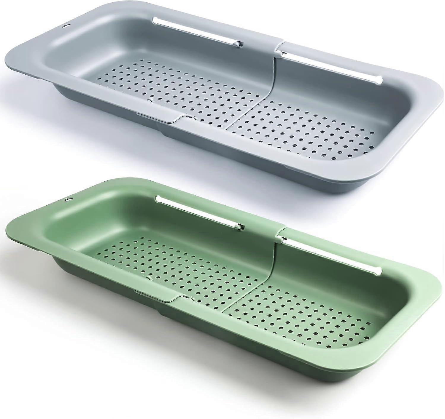 Strainer Colander 2 Pack, Extendable Strainer Basket for Kitchen, Adjustable Retractable Plastic Strainer Container Drain Vegetables, Fruits, Pasta a
