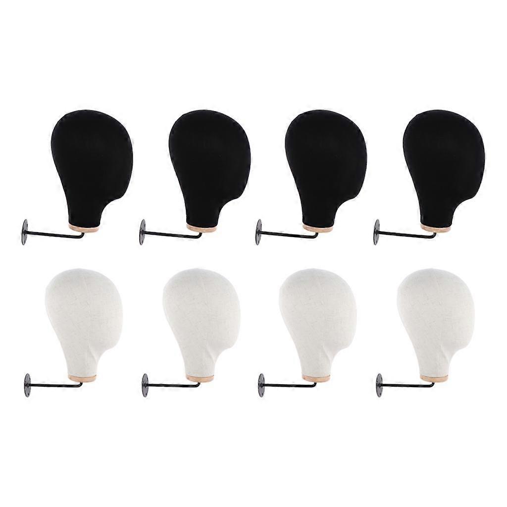 8Pcs Wall Mount Salon Canvas Mannequin Head for Wig Making Display Hat Holder
