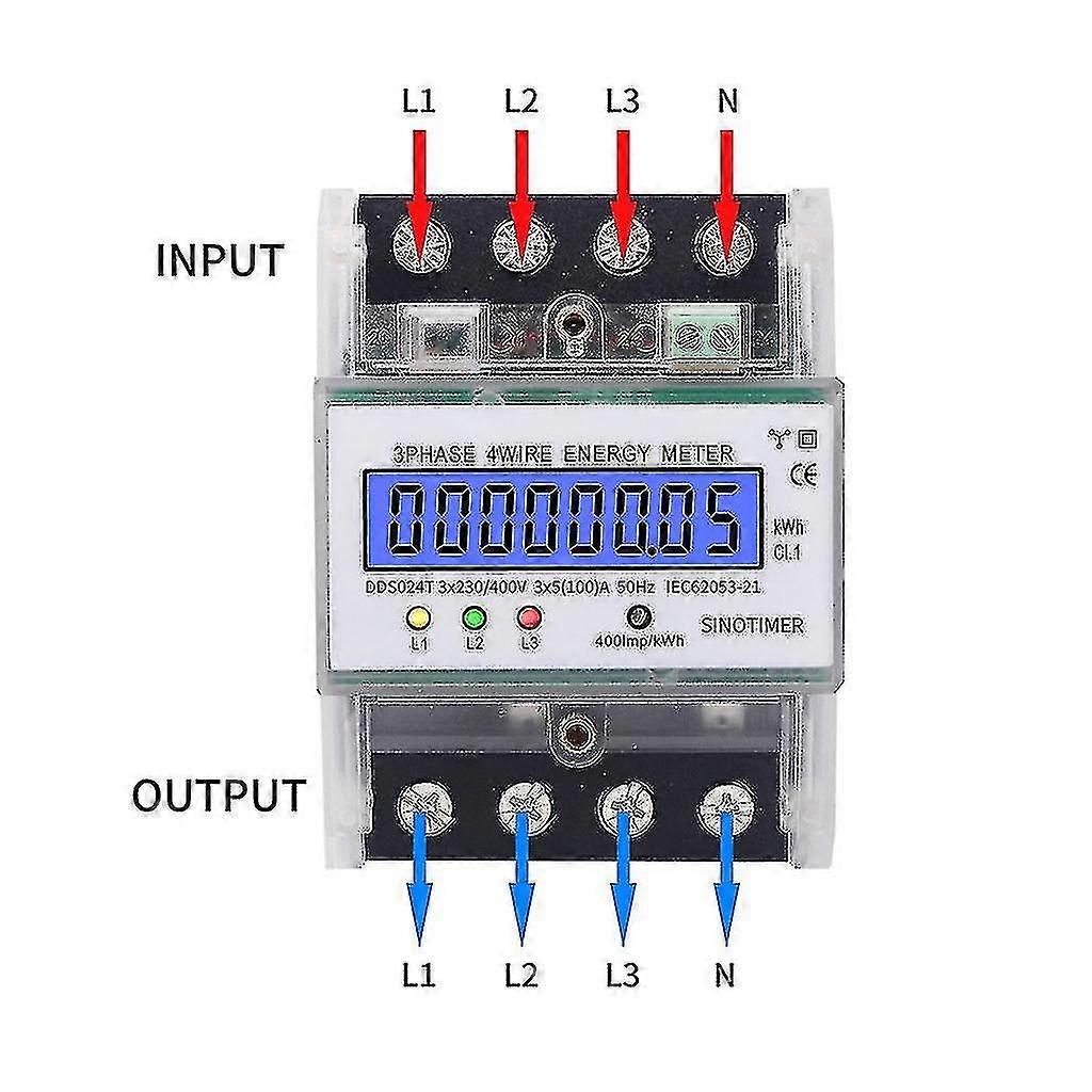 3 Phase 4 Wire Electronic Power Consumption Energy Meter Intelligent Lcd Digital Backlight Display Wattmeter Home 380v