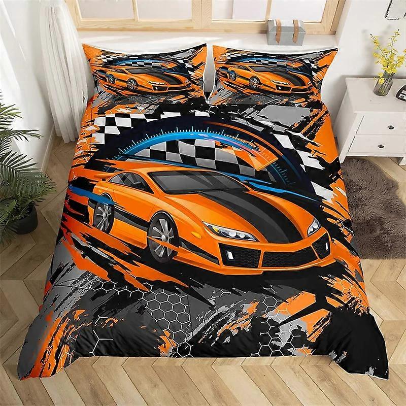 y1173 Lakan Racing Car Påslakan Pojkar Extreme Sports Game Quilt Cover Twin för pojkar Microfiber Cool Speed Automobile Honeycomb Sängkläder Set Säng 