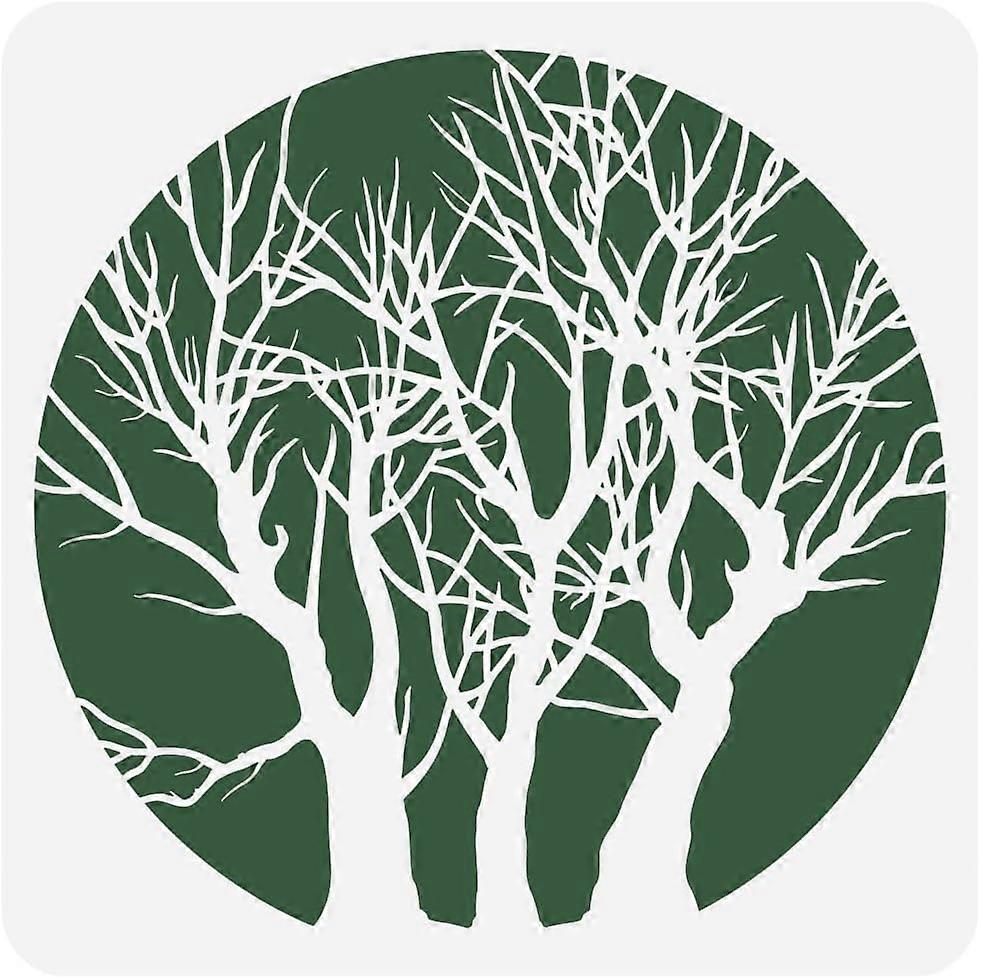 Full Moon Tree Painting Big Stencil 11.8x11.8" PET Tree on The Moon Spraying Large Stencil Reusable Laurel Tree Silhouette Wall Stencil Laurel Branche