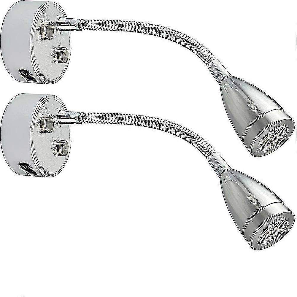 מנורת קריאה לד 12V-24V, מנורת קריאה לעמעום לקרוואן עם מטען USB, לקרוואן, משאית, גרור, מנורה ליד המיטה לקרוואן, 2 יחידות - שחור