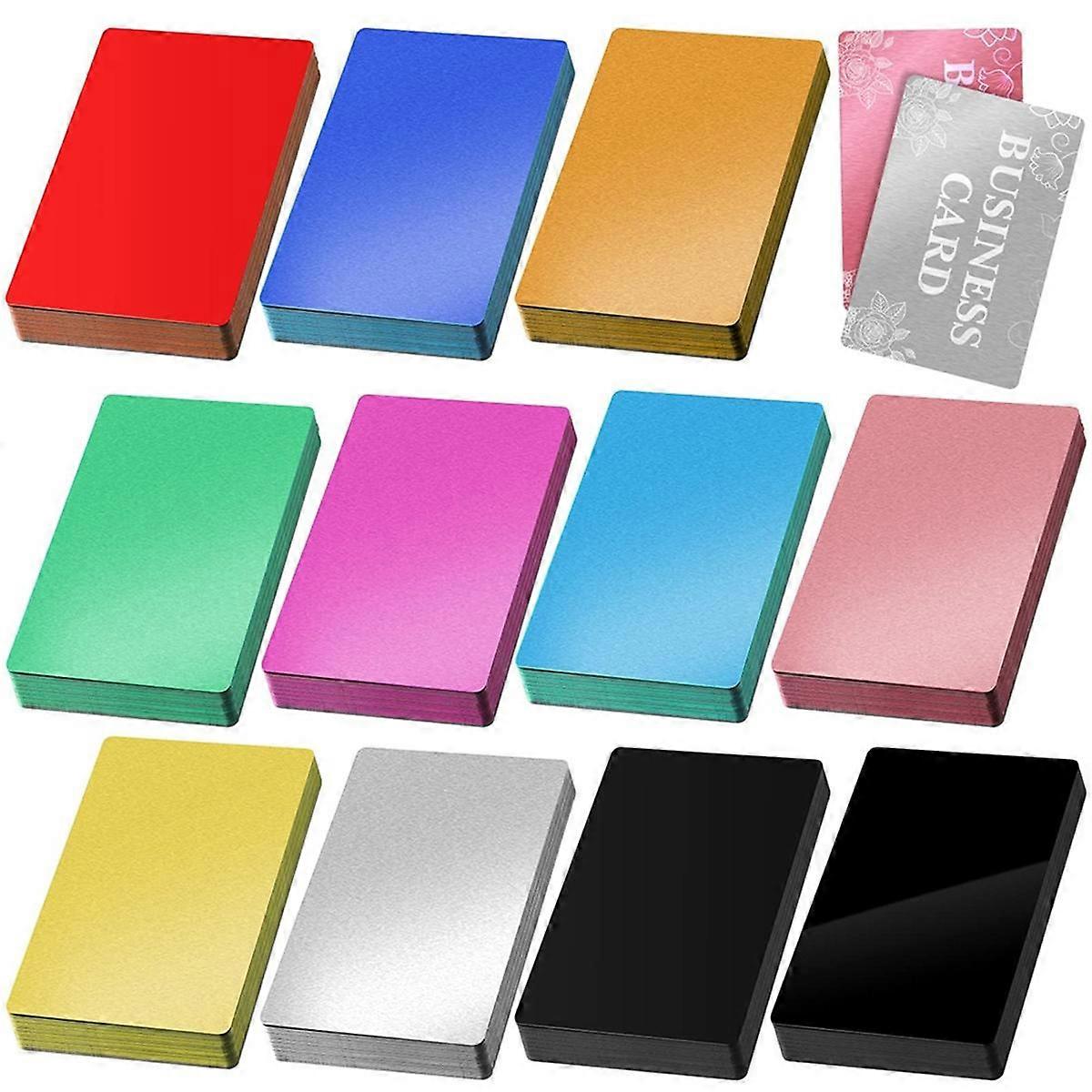 550 Pcs Metal Business Cards Engraving Aluminum Plates for Crafting Multipurpose Metal Sheets 0.01 Inch Thick,Multicolor