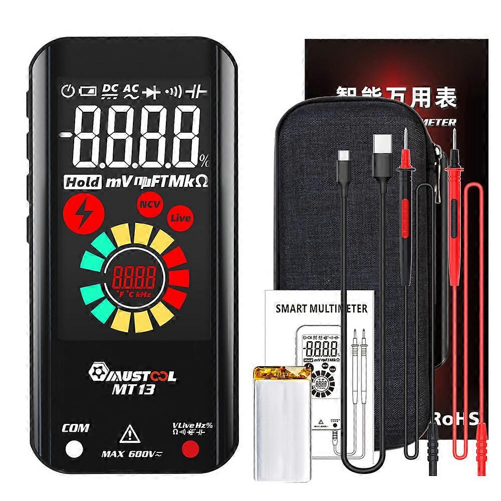 Mini Multimetro Digitale Intelligente 9999 Conta Vero Multimetro Ricaricabile RMS con Tester di Tensione Schermo A Colori LCD Da 3,2 Pollici