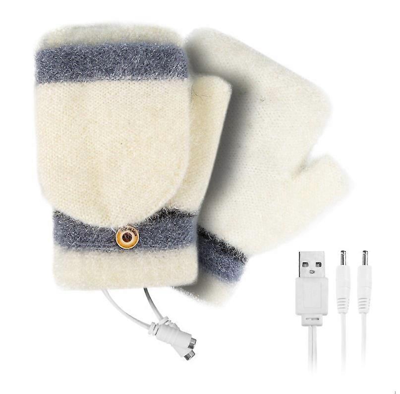 vinter efterår grå halv finger klap imiteret mink opvarmede handsker med timer, C