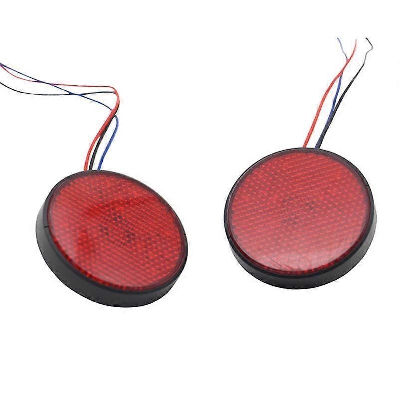 1 Pair Of Led Brake Stop Warning Reflector Light Round Rear Tail Lamp Turn Signal Light For Car