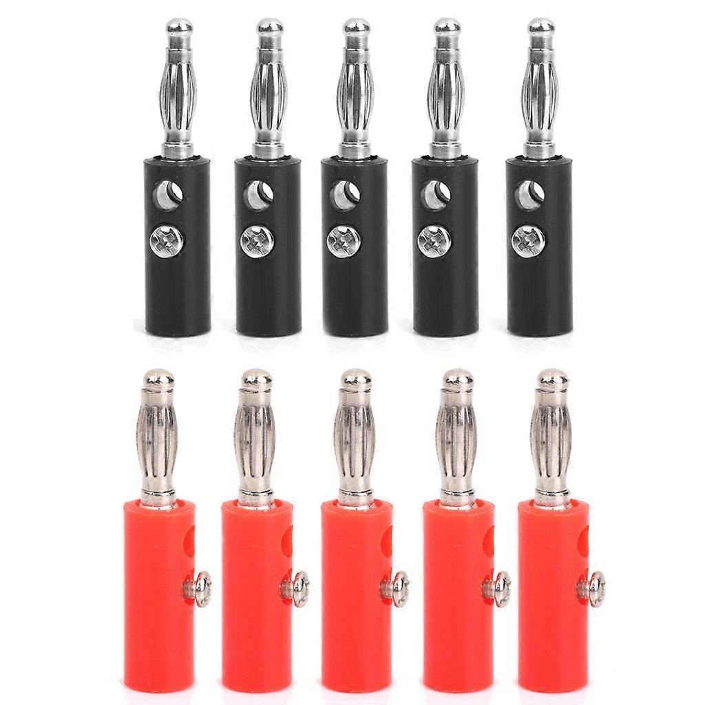 4mm Insulated Banana Plugs Connectors New 10pcs Red + Black