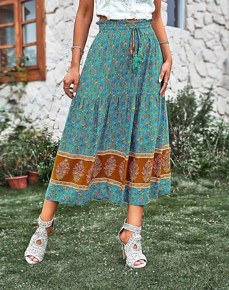 Femmes Jupes Taille Haute Décontracté Été Jupe Longue Ruffle