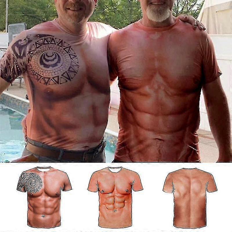العضلات الوشم طباعة تي شيرت الرجال قصيرة الأكمام 3D الطباعة الرقمية تي شيرت Tw