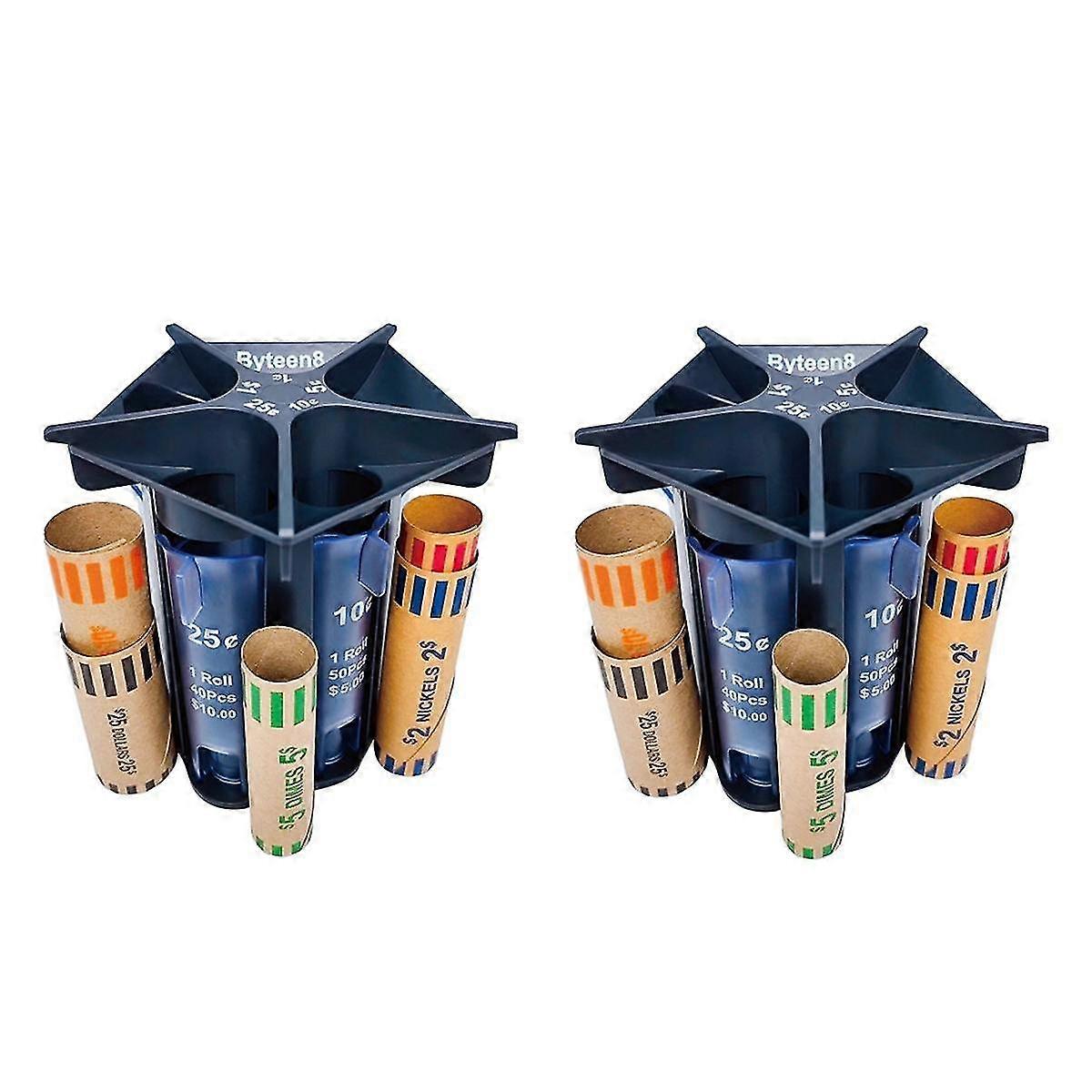 Coin Counter Coin Sorter Tube, 5-in-1 Change Sorter Coin Organizer, Change Counter Machine Coin Rol