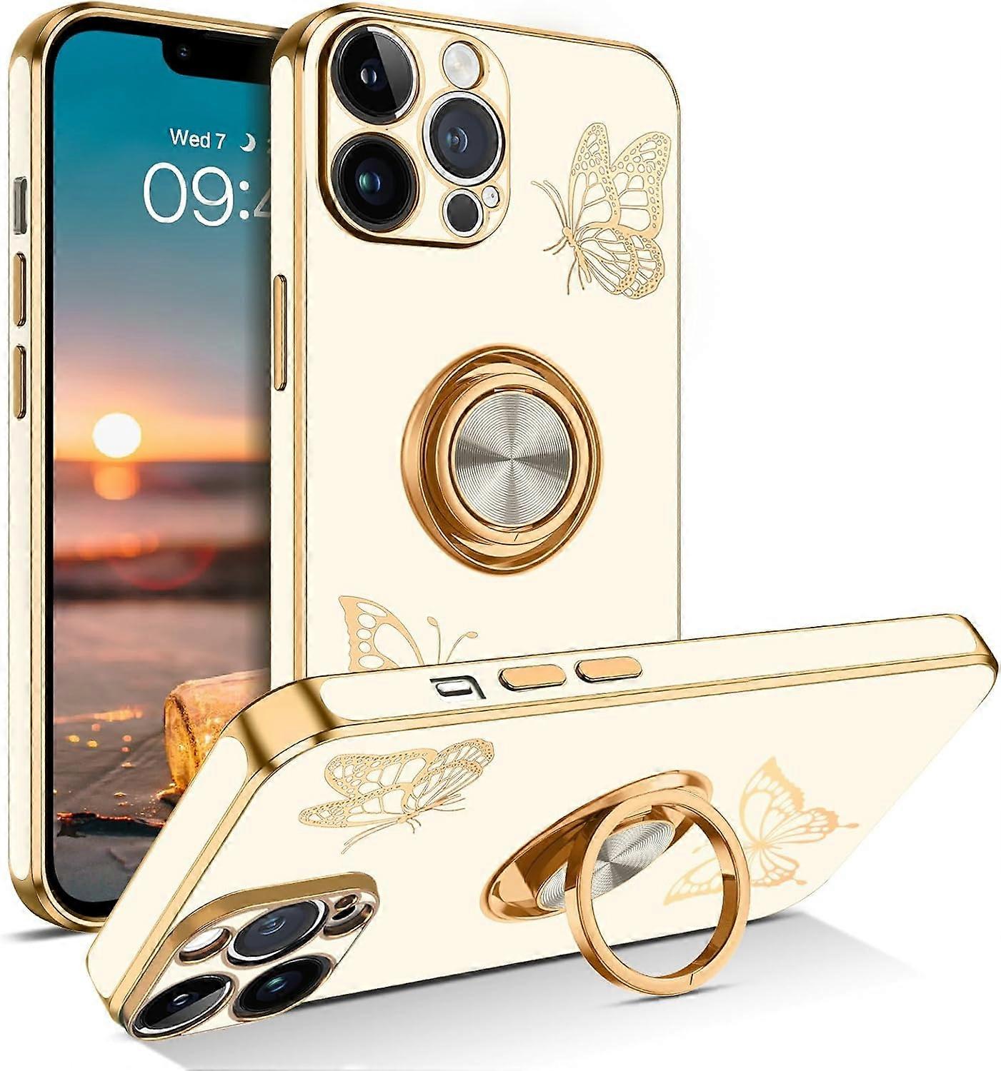 TIANYING for iPhone 12 Pro Max Case, Phone Case iPhone 12 ProMax, Slim Fit Butterfly Design Kickstand Ring Holder Shockproof Protection Soft Bumper Dr