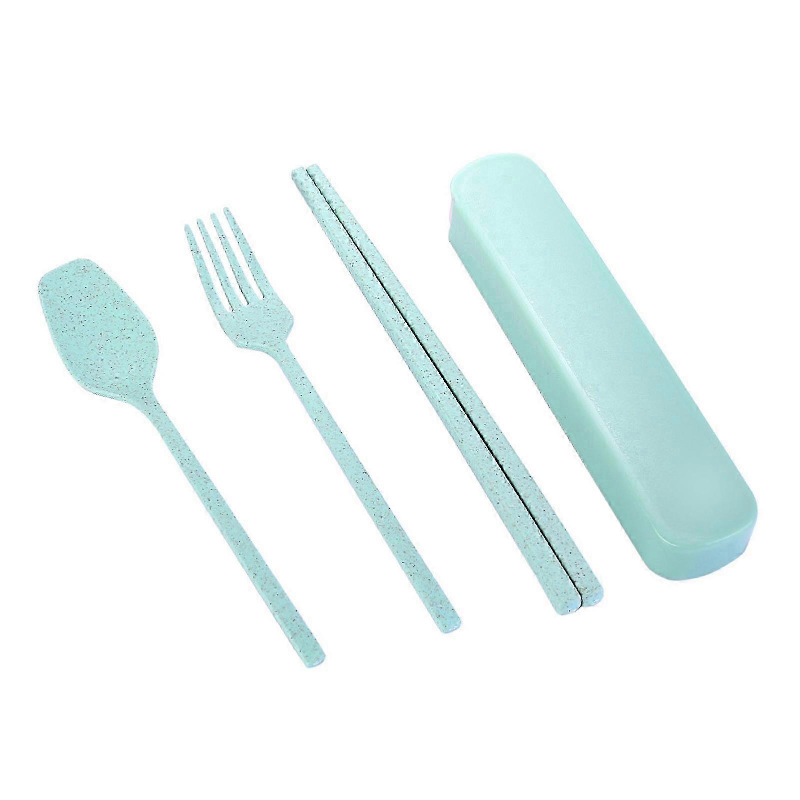 Wheat Straw Portable Cutlery Set with Spoon Fork and Chopsticks Travel Utensils for Picnics and Daily Use