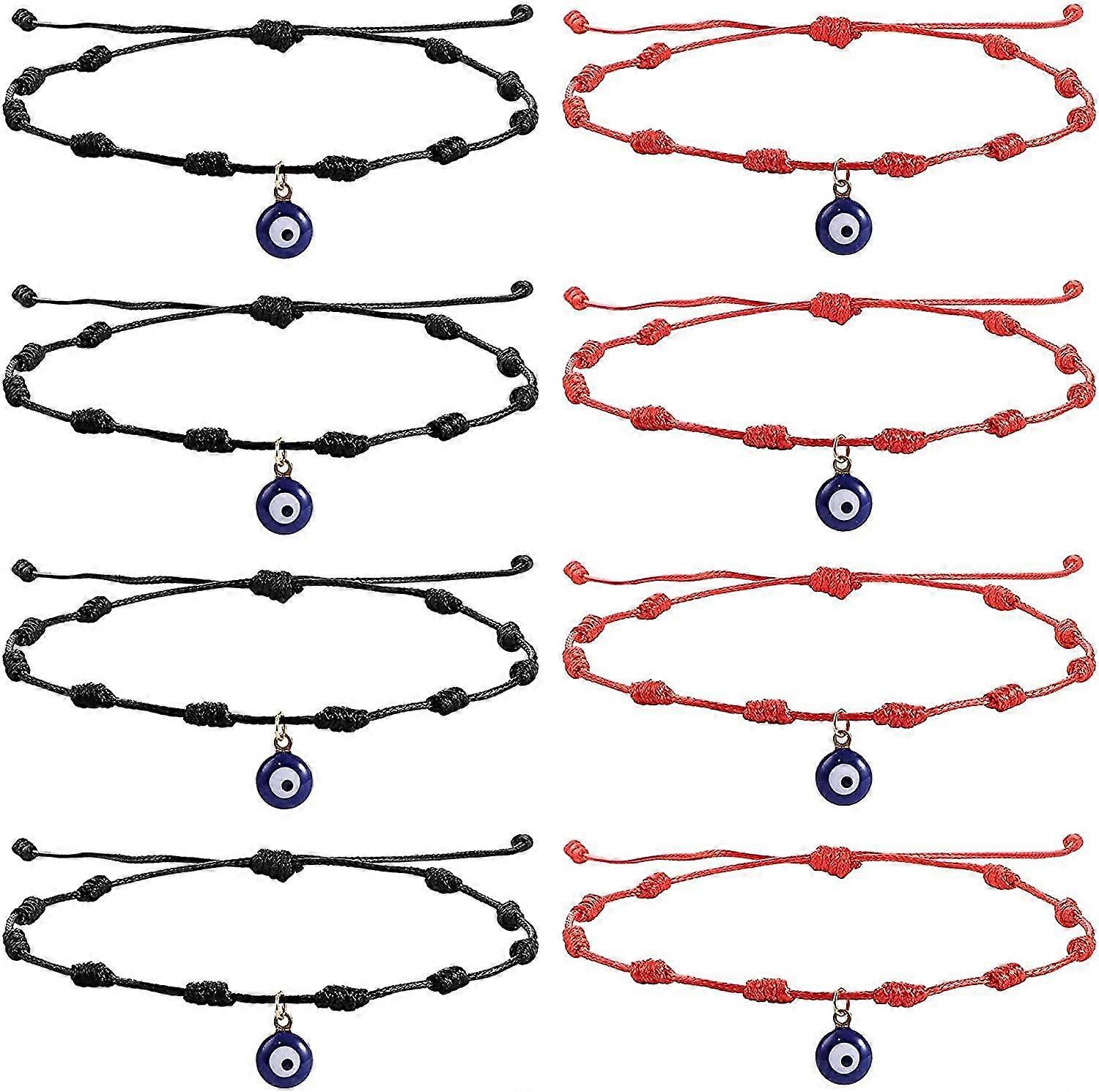 8pcs Evil Eye Bracelets Protection Red String Handmade Amulet Adjustable