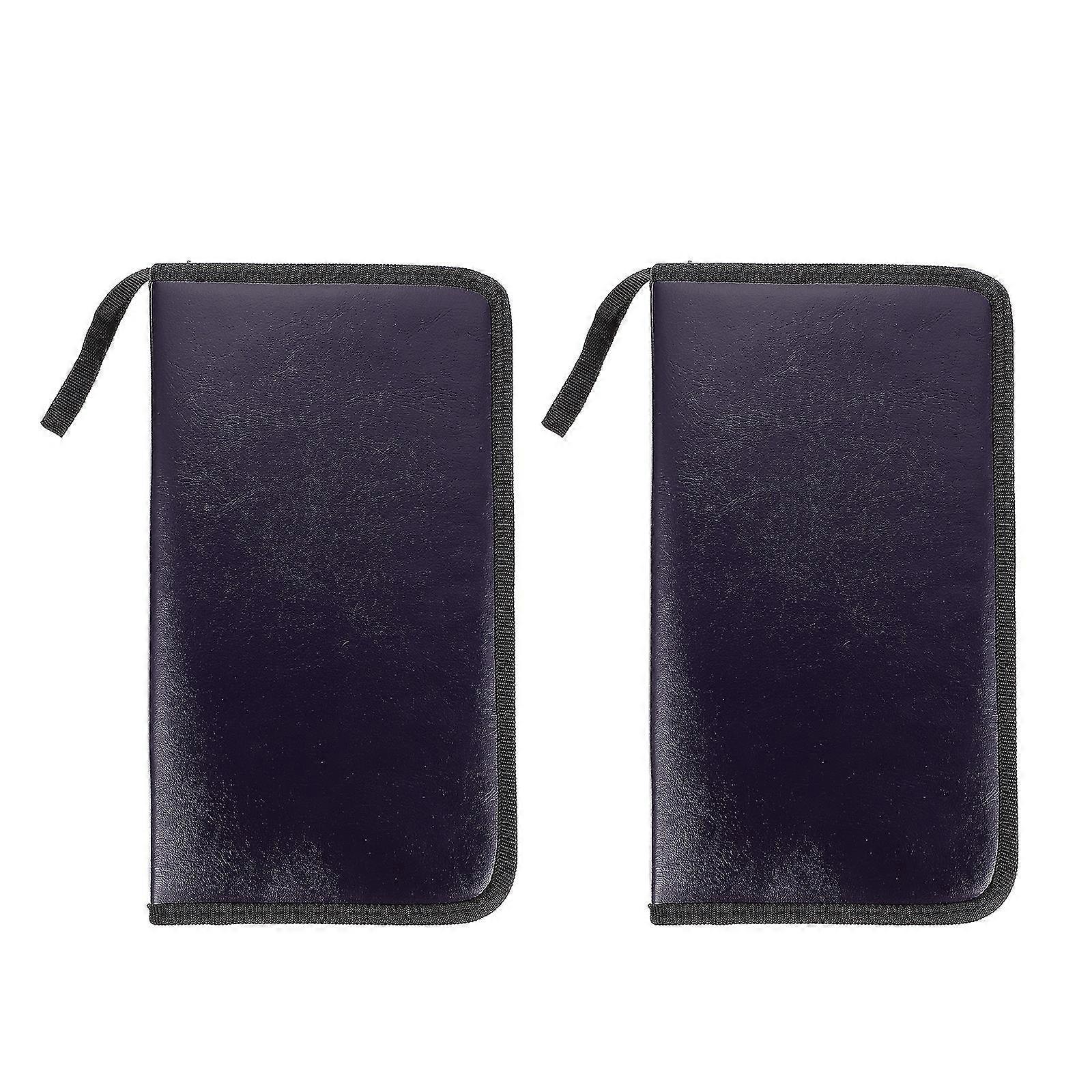 2pcs Pu Leather Cd Storage Case Dvd Storage Bag Portable Cd Storage Container