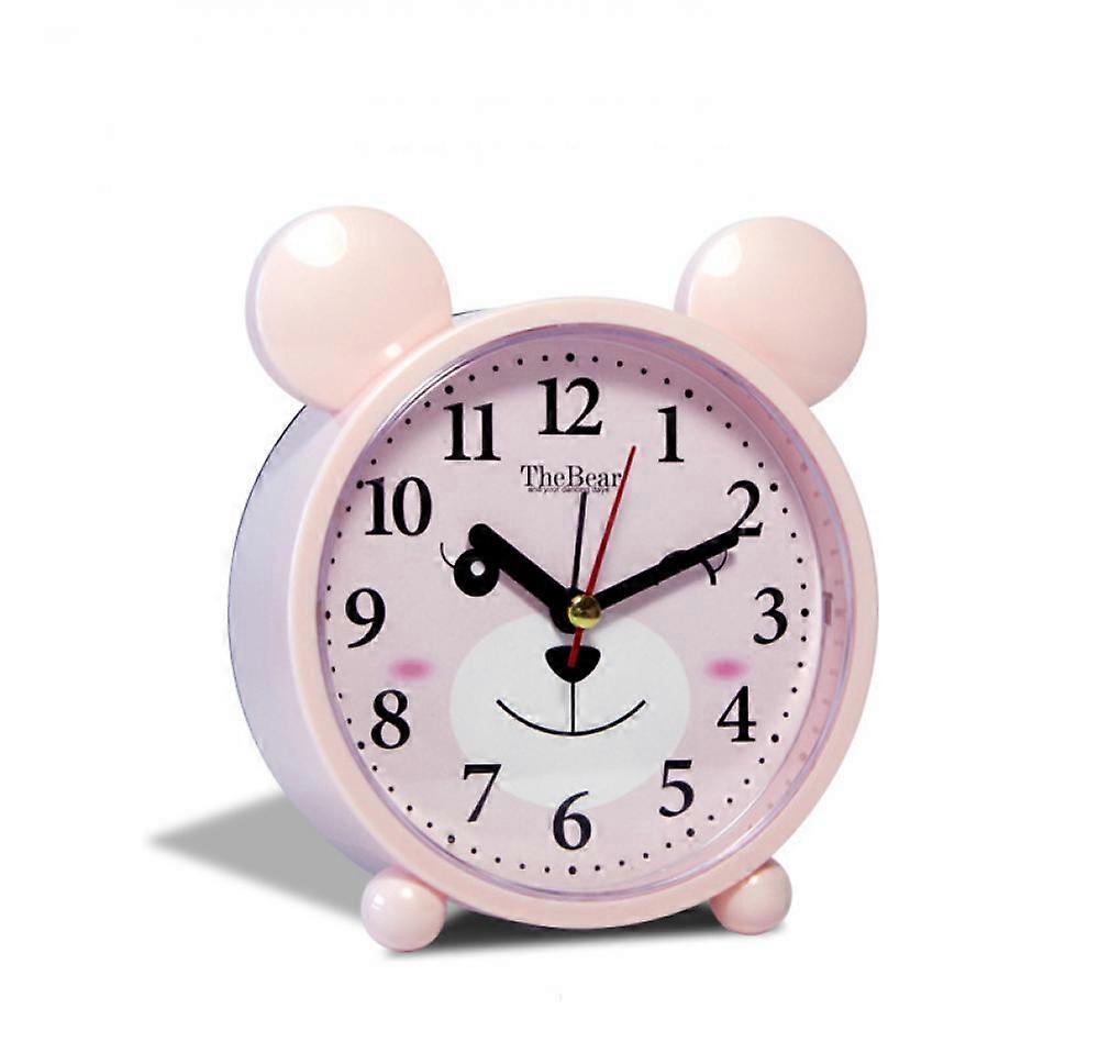 SAYTAY Children's Alarm Clock, Cartoon Alarm Clock Little Bear Alarm Clock , Student Children's Home Decoration Desktop Clock(Pink With Pattern)