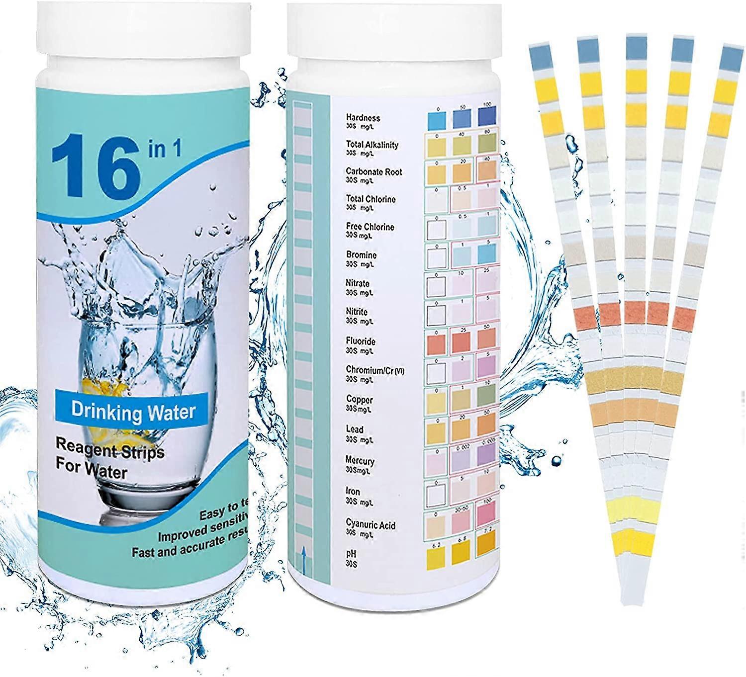 200pcs Swimming Pool Test Strips,16 in 1 pH Paper Test Strips,Drinking Water Test,Drawing Strips,Water Test Strips,Pool Strip Set