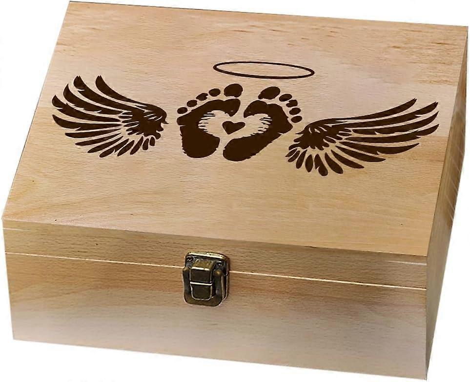 Rectangle Wooden Memory Keepsake Boxes with Lids for Anniversary Wedding Memory Birthday Valentines Day Footprint 24.5x19.5x10.3cm