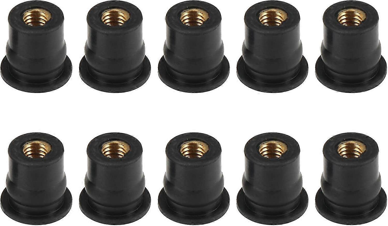 M6 Straight Convex Rubber Windshield Screws Nut For Motorcycleblack10pcs