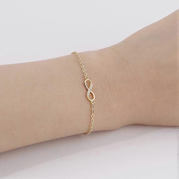 Kinitial Hot 8 Bracelet Cz Infinity Bracelets For Women Friendship Couple Bracelets Eight Shape Charm Chain Bracelets Bangles