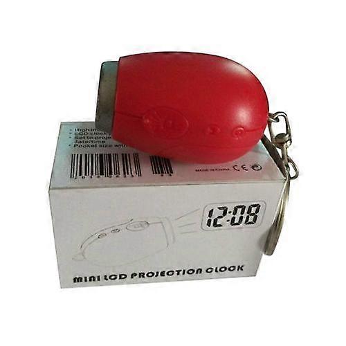 Mini Digital Projection Clock Portable LED Wall Ceiling Time Projection Watch Magic Night Light Electronic Clock key chain decor,red  Betterlifefg