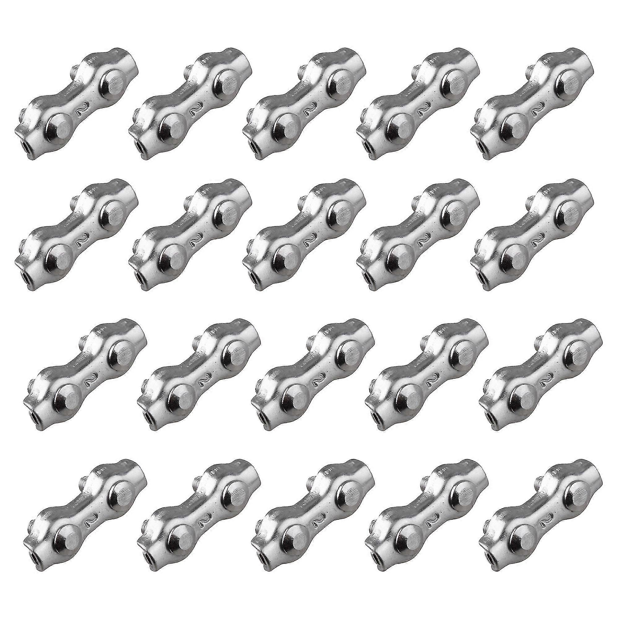 20pcs M2 Double Post Bolt Wire Rope Clips 304 Clip de cable de acero inoxidable