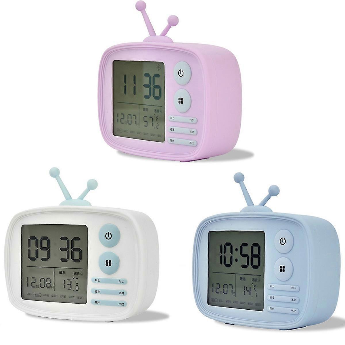 Alarm Clock TV Alarm Clock Smart Bedside Clock for Students - Digital LED Display Snooze Function USB Charging